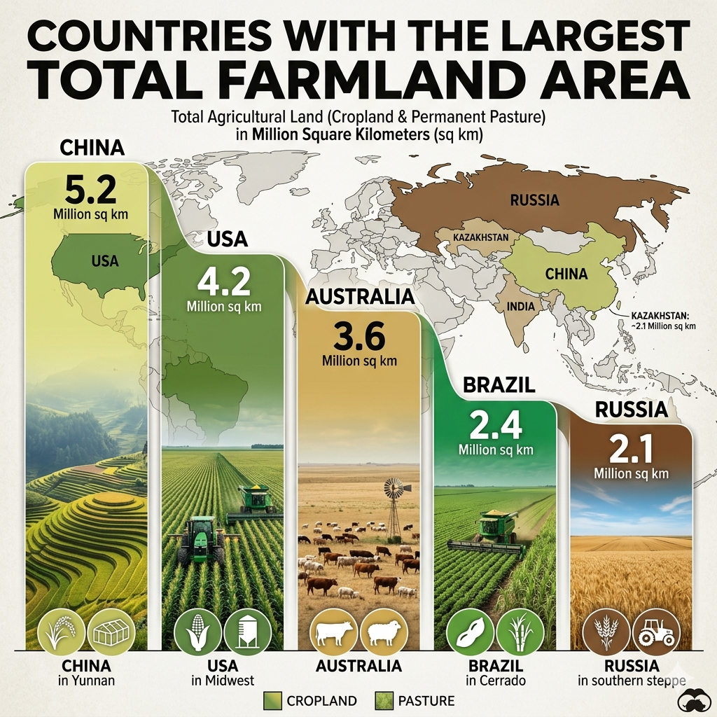 Which Countries Use the Most Farmland? Top Land Users