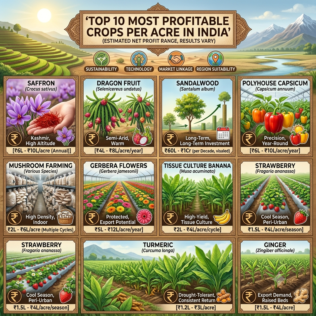 Top 10 Most Profitable Crops per Acre in India